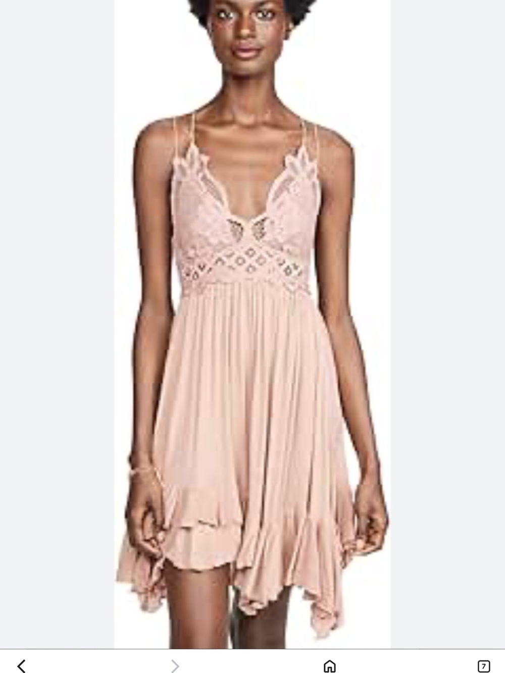 Free People Adella Slip Dress Lace-Trim Pleated Mini Blush Pink small whimsigoth